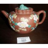 Chinese Yixing teapot with enamelled decoration