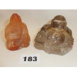 Chinese carved rock crystal Buddha and another
