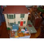 Triang Doll's House (furnished), a Spenby Exerciser and a small suitcase