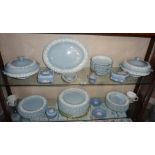 Extensive collection of 1920s/30s Wedgwood Jasperware with applied grapevine pattern on a pale