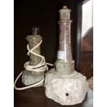 Serpentine Eddystone lighthouse lamp and another similar