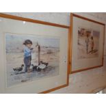 Two signed colour prints of African children by Lucy M. Wiles (b.1920)