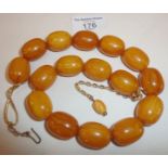 Large butterscotch amber bakelite bead necklace (16 beads), approx. 112g. in weight