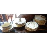 1930s Grindleys 'Trossachs' pattern dinnerware, including two tureens and assorted plates & bowls