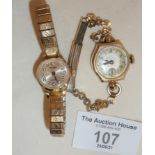 Two ladies' vintage watches, one with 9ct gold case