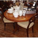 Victorian snap-top mahogany breakfast table, centre column on tri-platform