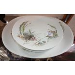 Vintage set of Johnson Bros. "Seafare" china fish plates with platter