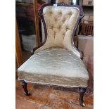 Victorian spoonback upholstered nursing chair