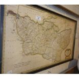 A Robert Morden map of Kent (3 folds) 16" x 27", inc. Hogarth frame