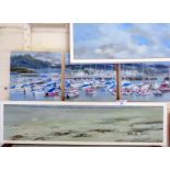 Composite oil paintings of Lyme Regis Harbour, by R. Soam, signed