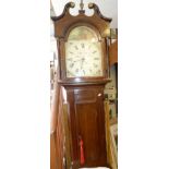 19th c. longcase 30-hour clock with arched painted dial marked John Jones, Aberystwyth with inlaid