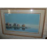 Keith REYNOLDS colour print of "Quiet Harbour", signed and with COA verso, image size 16" x 30",