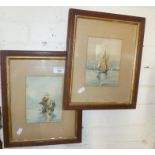 Pair of watercolours of sailing vessels