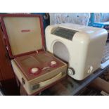 Art Deco Bush cream Bakelite radio and a Vidor 'My Lady Catherine' portable radio