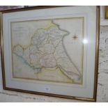 Antique J. CARY map of the East Riding of Yorkshire (2 folds), 17" x 21.5" image size, 24" x 28"