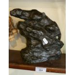 Bronze statue of a panther crouched on a rock by John Macallan SWAN (1847-1910), signed and dated