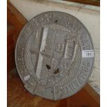 A GWR aluminium coat of arms round wall nameplate plaque, unpainted, 11" diameter