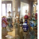 Seven Venetian glass scent bottles and three others
