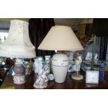 Two china table lamps and others