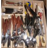 Tray of vintage cutlery, inc. Glosswood and Stanley Roberts Spectrum Black pattern
