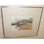 Aquatint colour proof by Paul BISSON of a mill on the River Kennet, signed and titled in pencil,