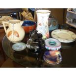Wedgwood Winter Bouquet vase, a Grimwades lustre bowl, a Maling lustre dish and other china
