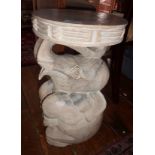 Heavy carved white wood elephant stool