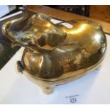 Heavy bronze Chinese/Asian lidded box in the form of an elephant, 19cm high x 24cm long