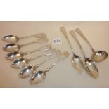Set of six silver dessert spoons in the fiddle pattern hallmarked for Exeter 1841 - Josiah and James