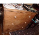 Stripped Victorian pine chest of two short over two long drawers