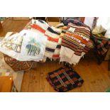 Tribal Art: Oceanic tapa cloth, Nigerian hand woven fabric, various blankets and wraps and an