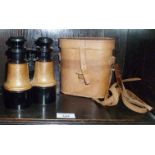 Aitchinson of London binoculars in tan leather case