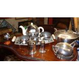 1930's chrome and bakelite "Ever-Hot" tea set on tray, etc.