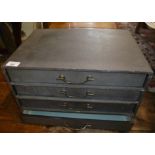 Fabric covered small chest of four drawers