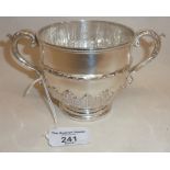 Heavy silver sugar bowl with acanthus leaf decoration hallmarked for Sheffield 1924, James