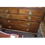 Georgian mahogany chest of drawers (2 over 3) with oval brass plate handles on bracket feet, 42½"