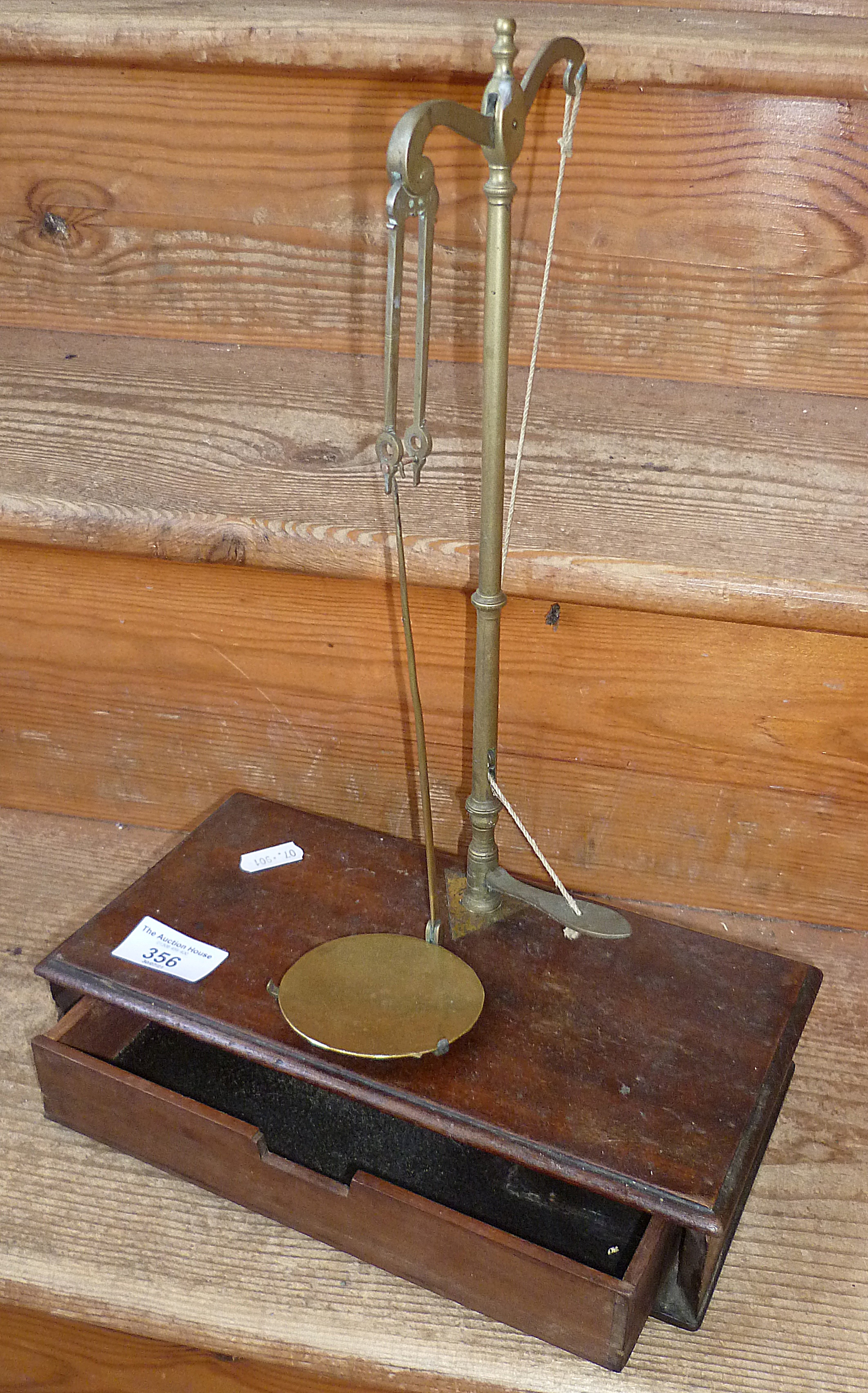 19th c. travelling scales on mahogany box