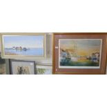 A Sandy Gore colour print of Weymouth Harbour, signed in pencil, 36/850, 24" x 30" framed,