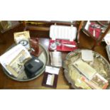 Assorted items including cigarette case with lighter