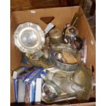 Box of assorted silver-plate and others