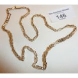 9ct gold fancy link necklace, approx 17.5" long and 17g