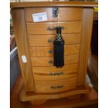 Modern pine jewellery chest of drawers or coin collector's cabinet