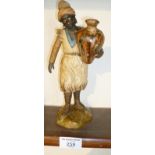 19th c. Spanish majolica pottery figure of a blackamoor water carrier, impressed mark for Gracia