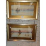 Pair of Edwardian marine watercolours monogrammed G.W.