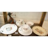 Royal Doulton Bunnykins plate and group of Wedgwood Beatrix Potter design cups, bowls and plates
