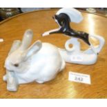 USSR porcelain figure of a leaping horse and a Lladro rabbit