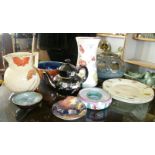 Wedgwood Winter Bouquet vase, a Grimwades lustre bowl, a Maling lustre dish and other china