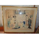 Japanese print of a ladies bath house