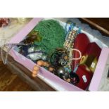 Box containing vintage costume jewellery