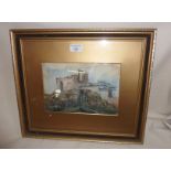 Impressionistic WW1 watercolour of damaged building indistinctly signed P. Hook or P. Wool